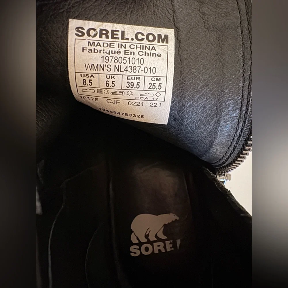 Sorel Joan Uptown Waterproof Leather Wedge Zip Bootie in Black, Size 8.5 - Picture 14 of 14